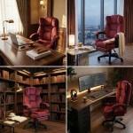 Fotel biurowy obrotowy Hell's Chair HC- 1031 Burgundowy Tkanina Welur