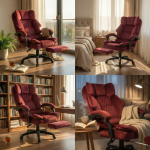 Fotel biurowy obrotowy Hell's Chair HC- 1031 Burgundowy Tkanina Welur
