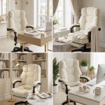 Fotel biurowy obrotowy Hell's Chair HC- 1031 Cream Boucle Tkanina