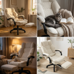 Fotel biurowy obrotowy Hell's Chair HC- 1031 Cream Boucle Tkanina