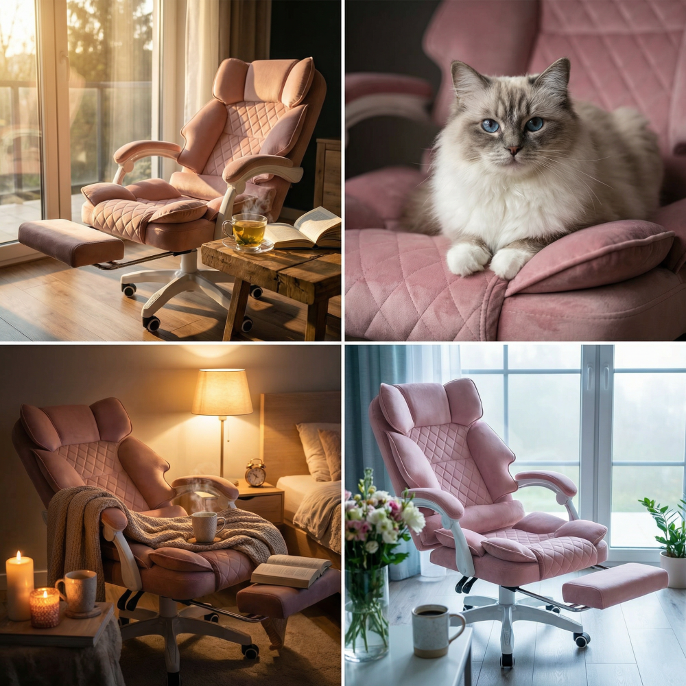 Fotel biurowy obrotowy Hell's Chair HC- 1031 Pink Różowy Tkanina