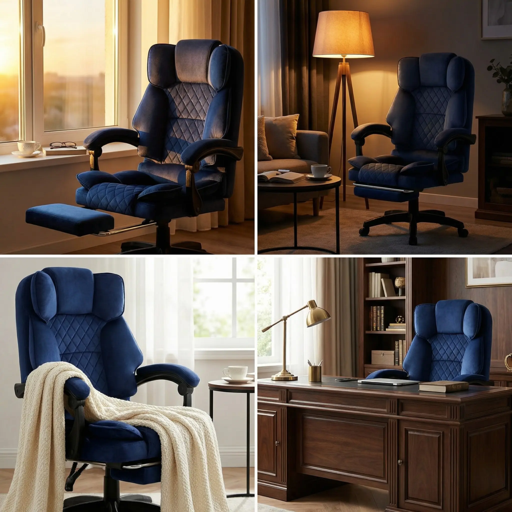 Fotel biurowy obrotowy Hell's Chair HC- 1031 Navy Granatowo- Czarny Tkanina