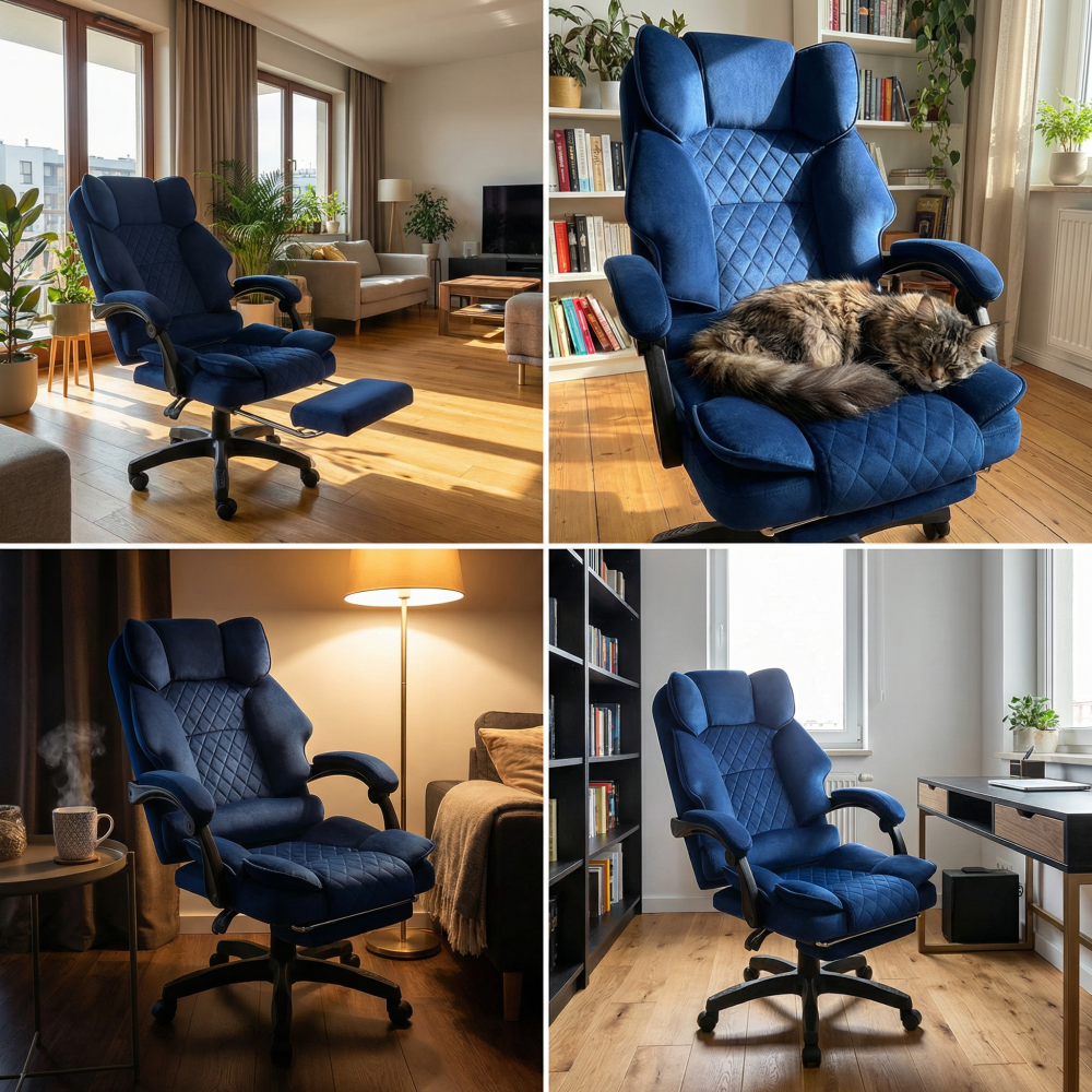 Fotel biurowy obrotowy Hell's Chair HC- 1031 Navy Granatowo- Czarny Tkanina