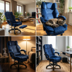 Fotel biurowy obrotowy Hell's Chair HC- 1031 Navy Granatowo- Czarny Tkanina
