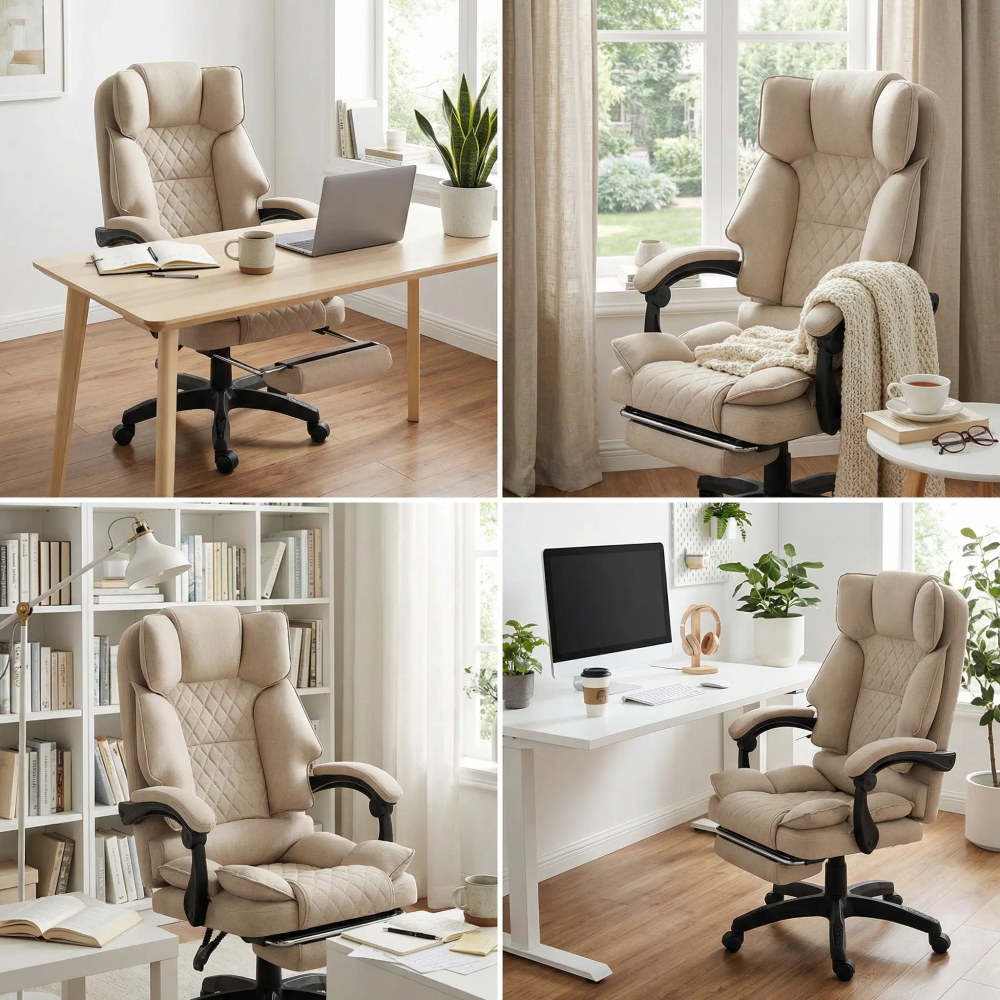 Fotel biurowy obrotowy Hell's Chair HC- 1031 Beige Beżowy Tkanina