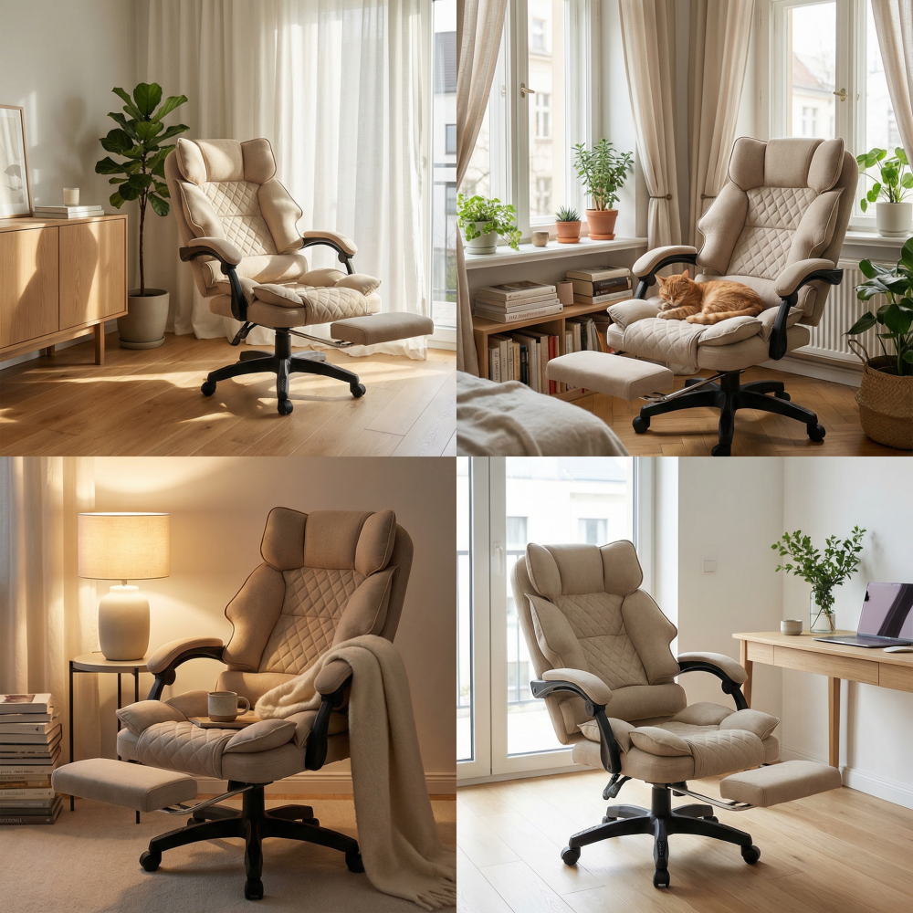 Fotel biurowy obrotowy Hell's Chair HC- 1031 Beige Beżowy Tkanina