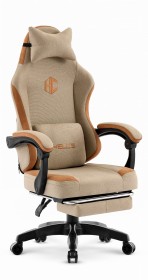 Outletowy Fotel gamingowy Hell's Chair HC- 1016 Beige Beżowy Tkanina