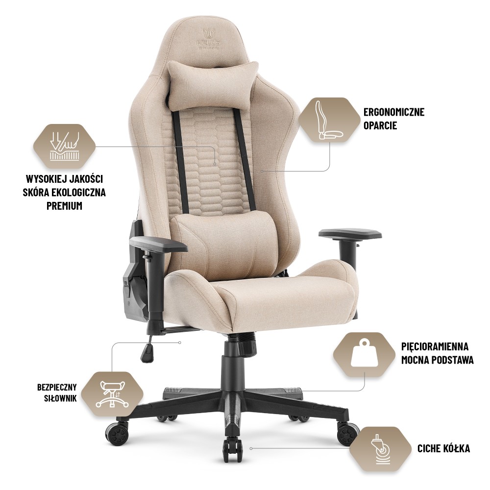Fotel gamingowy Hell's Chair HC- 2000 Beige Black Beżowy Czarny