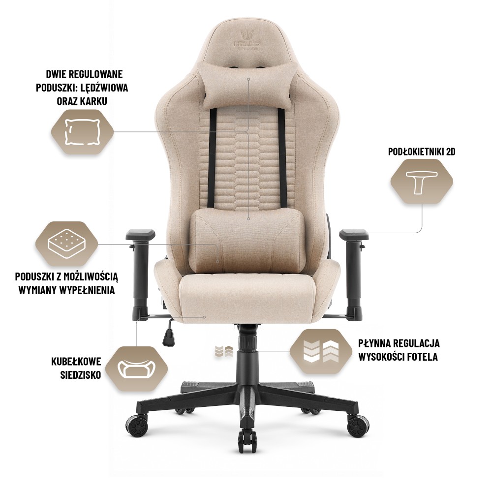Fotel gamingowy Hell's Chair HC- 2000 Beige Black Beżowy Czarny