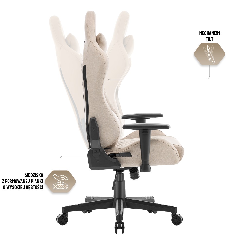 Fotel gamingowy Hell's Chair HC- 2000 Beige Black Beżowy Czarny