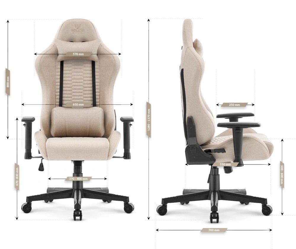 Fotel gamingowy Hell's Chair HC- 2000 Beige Black Beżowy Czarny
