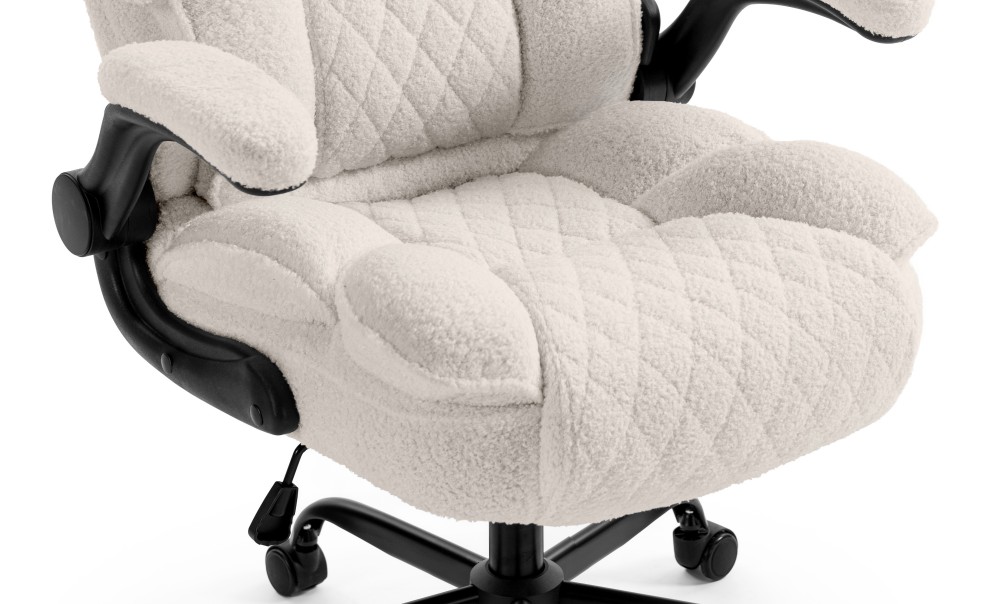 Fotel biurowy obrotowy Hell's Chair HC- 1033 Cream Boucle Tkanina
