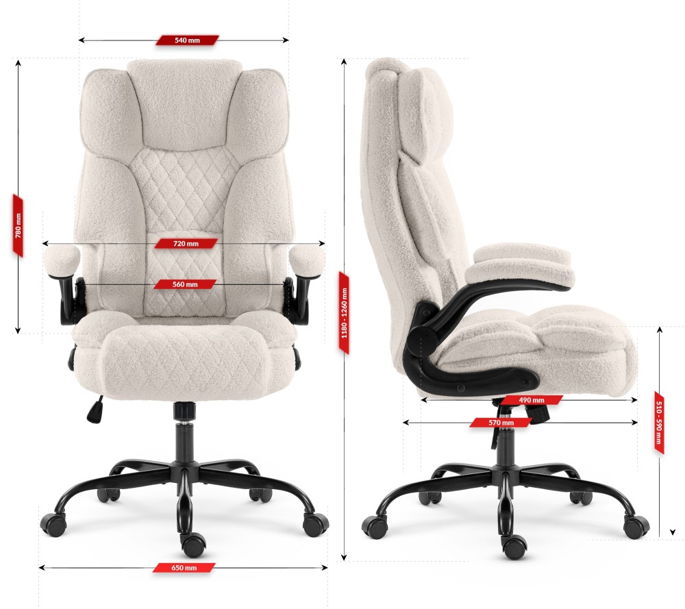 Fotel biurowy obrotowy Hell's Chair HC- 1033 Cream Boucle Tkanina