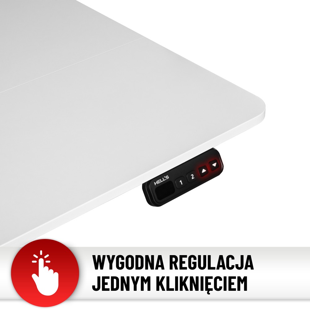 Biurko elektryczne z regulacją wysokości Hell's Chair White 140x70 cm