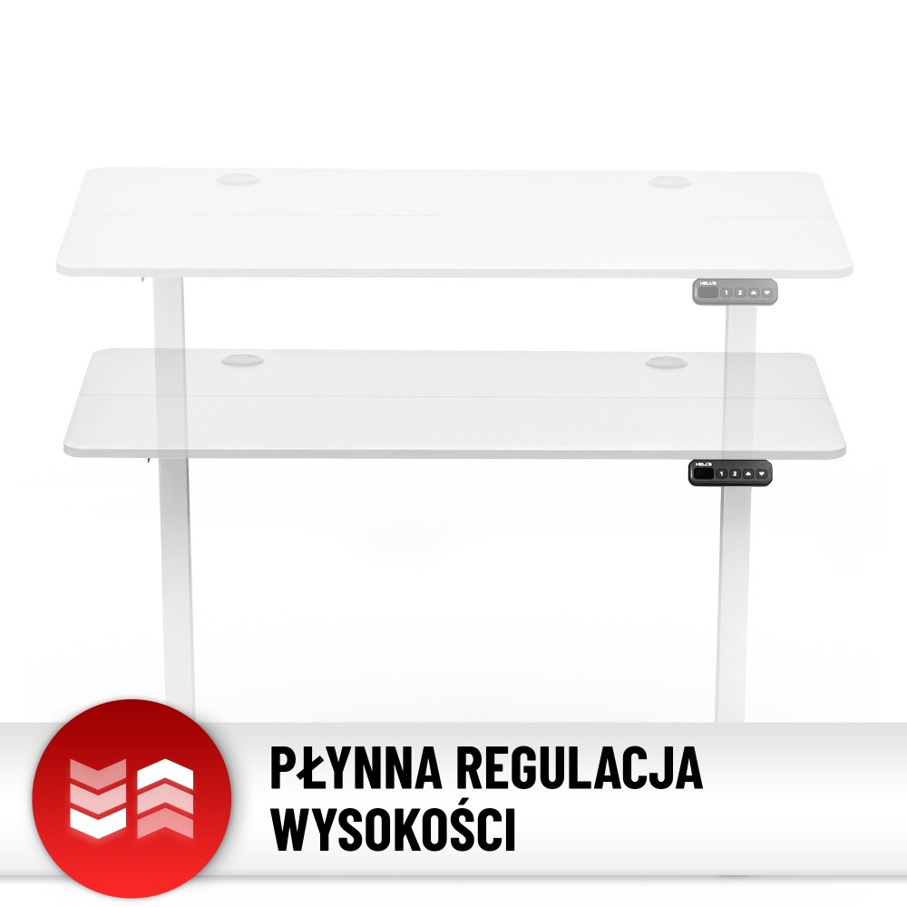 Biurko elektryczne z regulacją wysokości Hell's Chair White 140x70 cm