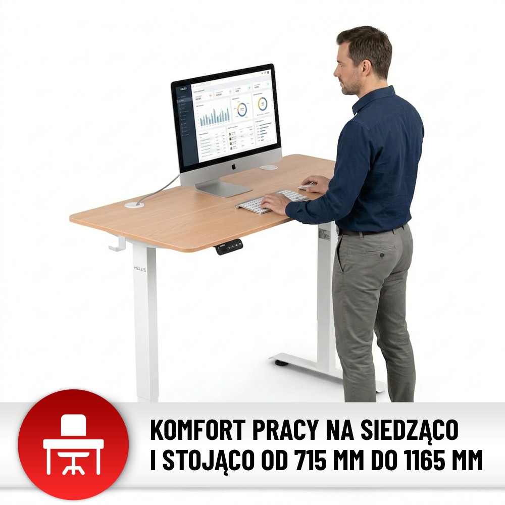 Biurko elektryczne z regulacją wysokości Hell's Chair Natur Wood White