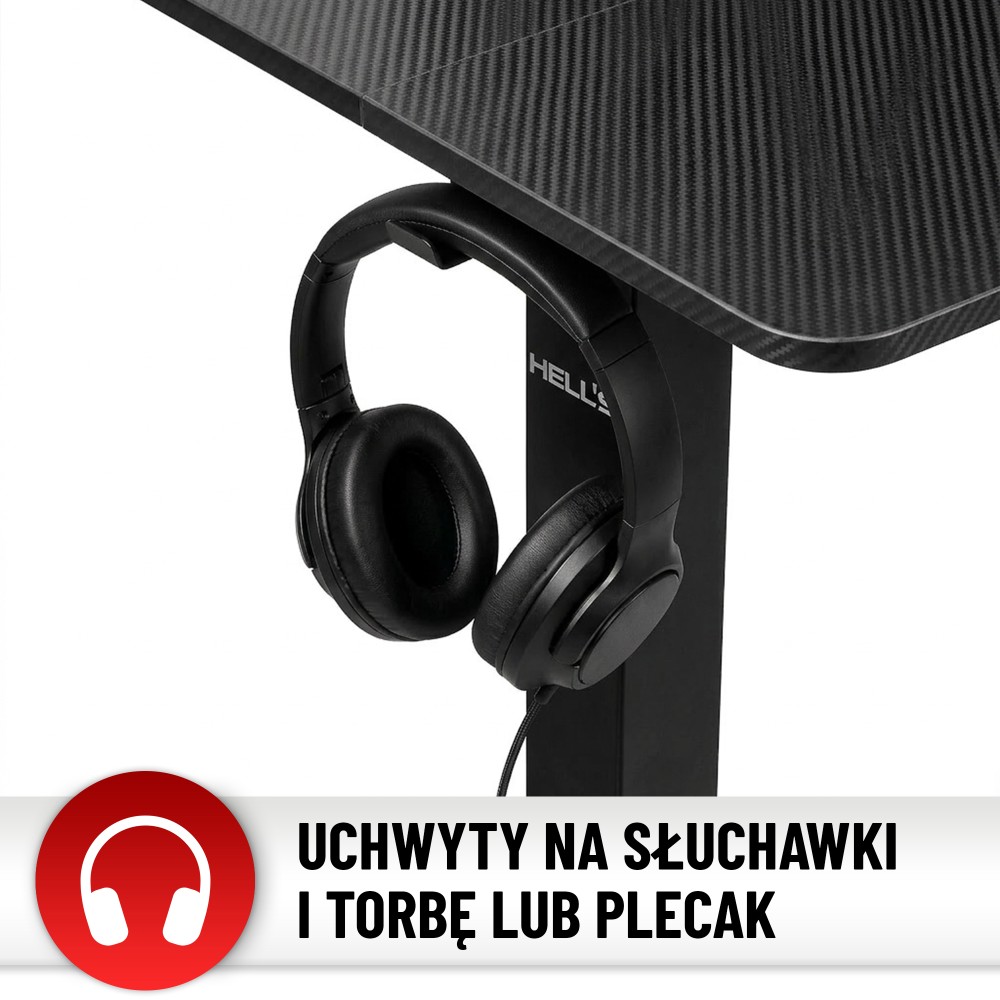 Biurko elektryczne z regulacją wysokości Hell's Chair Czarne Black Carbon
