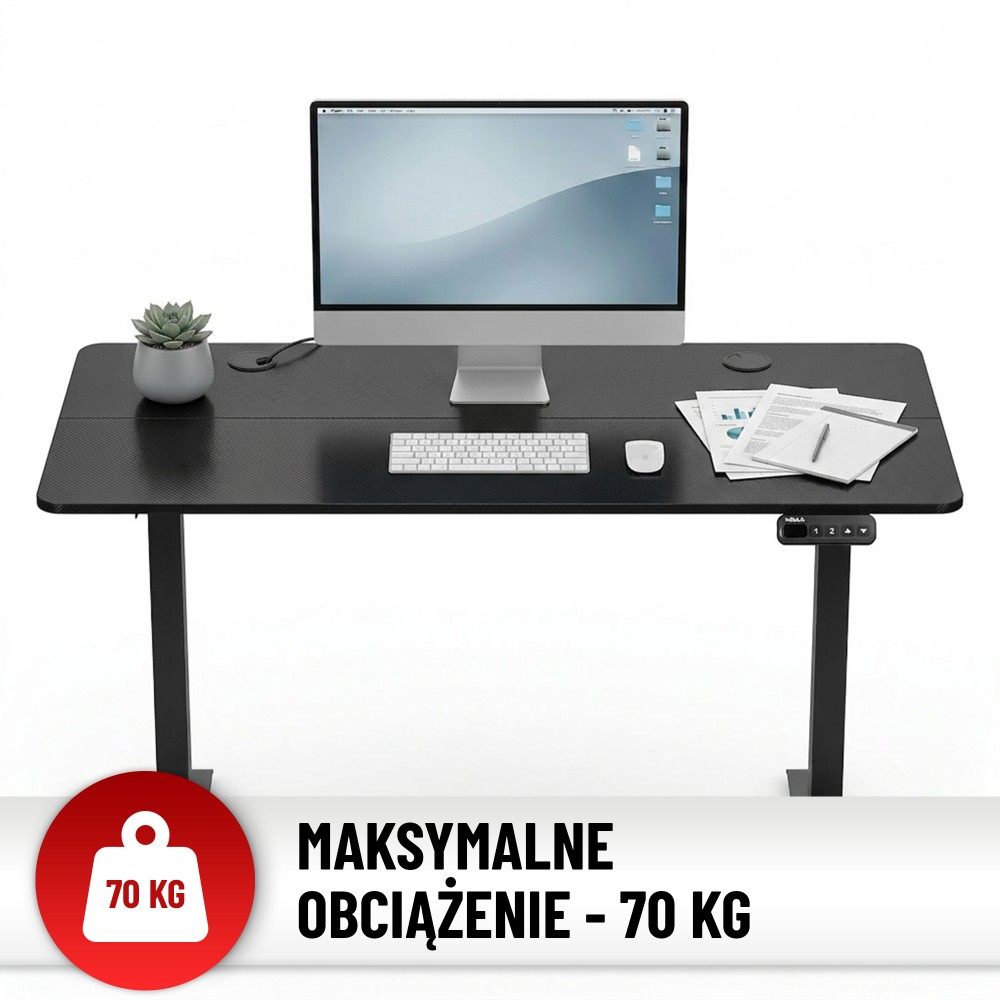 Biurko elektryczne z regulacją wysokości Hell's Chair Czarne Black Carbon