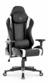 Fotel gamingowy Hell's Chair HC-2003 Black White Czarny Biały Ekoskóra 