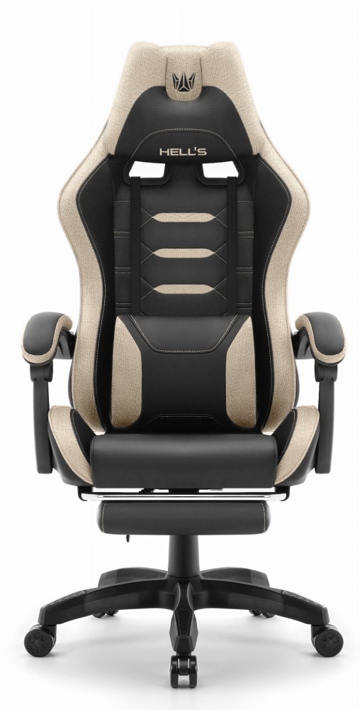 Fotel gamingowy Hell's Chair HC-1039 2.0 Black Beige Czarny Beżowy Tkanina