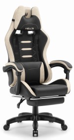 Fotel gamingowy Hell's Chair HC-1039 2.0 Black Beige Czarny Beżowy Tkanina