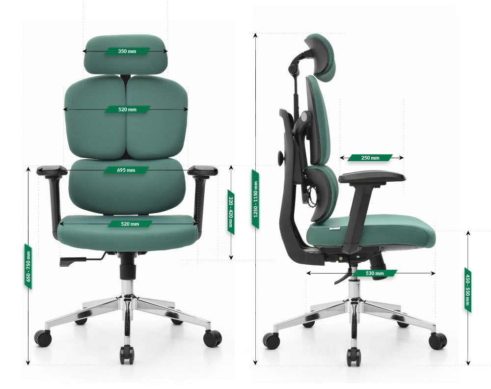 Fotel biurowy ergonomiczny obrotowy Hell's Chair HC- 1053 Green Zielony Tkanina