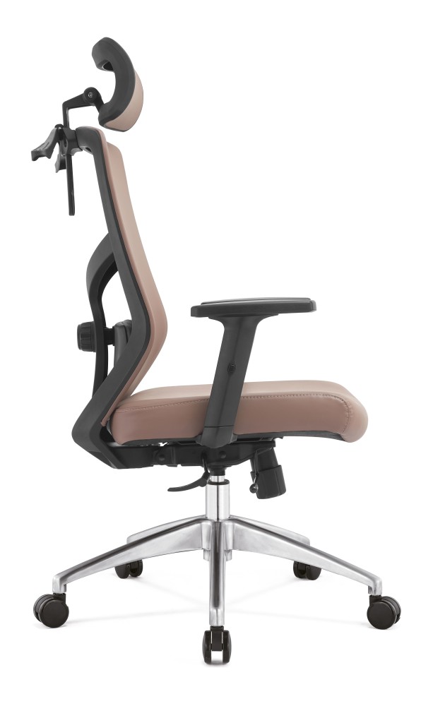 Fotel biurowy ergonomiczny obrotowy Hell's Chair HC- 1052 Beżowy Taupe Ekoskóra silikonowa Premium
