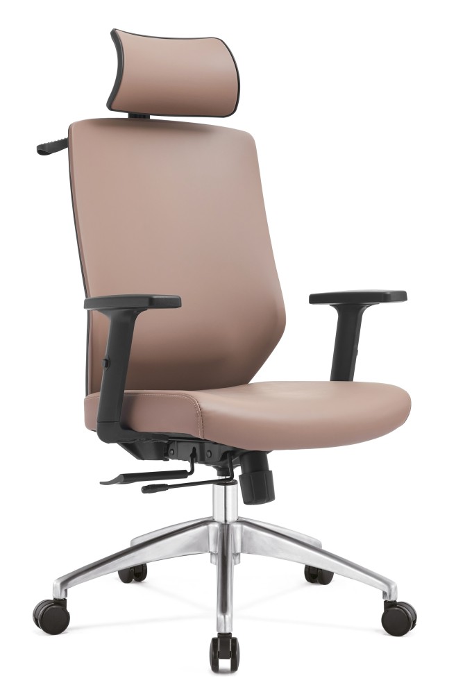 Fotel biurowy ergonomiczny obrotowy Hell's Chair HC- 1052 Beżowy Taupe Ekoskóra silikonowa Premium