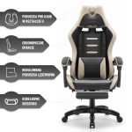 Fotel gamingowy Hell's Chair HC-1039 2.0 Black Beige Czarny Beżowy Tkanina