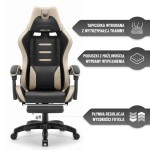 Fotel gamingowy Hell's Chair HC-1039 2.0 Black Beige Czarny Beżowy Tkanina