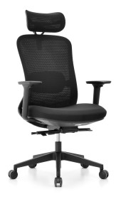 Fotel biurowy ergonomiczny obrotowy Hell's Chair HC- 1057 z Funkcją Masażu Black Czarny Tkanina