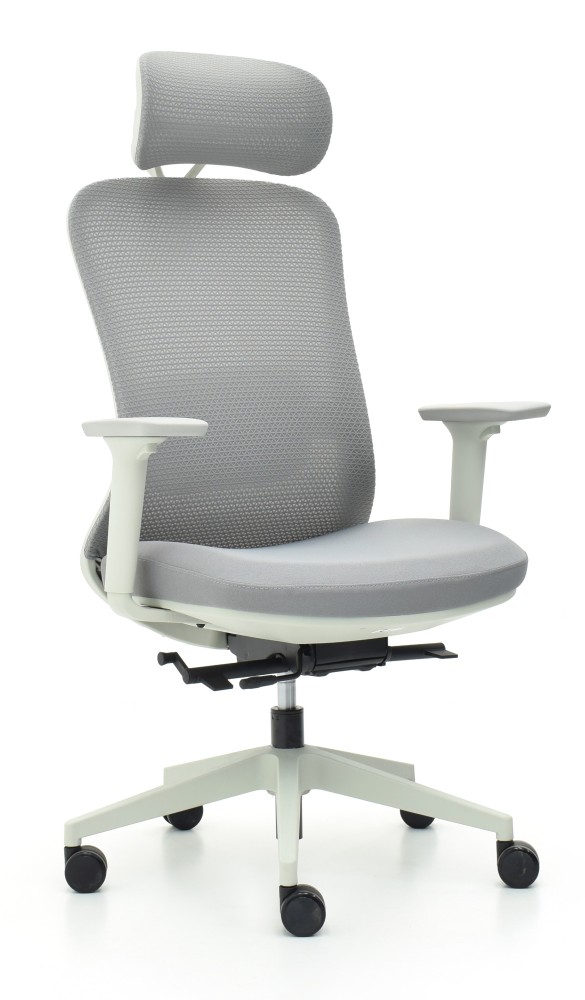 Fotel biurowy ergonomiczny obrotowy Hell's Chair HC- 1057 z Funkcją Masażu Grey Szary Tkanina