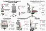 Fotel biurowy ergonomiczny obrotowy Hell's Chair HC- 1057 z Funkcją Masażu Grey Szary Tkanina