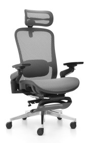 Fotel biurowy ergonomiczny obrotowy Hell's Chair HC- 1057 z Funkcją Masażu Grey Black Szary Czarny Tkanina 