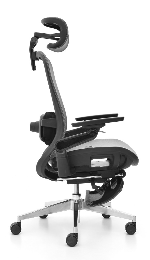 Fotel biurowy ergonomiczny obrotowy Hell's Chair HC- 1057 z Funkcją Masażu Grey Black Szary Czarny Tkanina