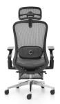 Fotel biurowy ergonomiczny obrotowy Hell's Chair HC- 1057 z Funkcją Masażu Grey Black Szary Czarny Tkanina