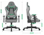 Fotel gamingowy Hell's Chair HC- 2002 Grey Green Szary Zielony Ekoskóra Premium