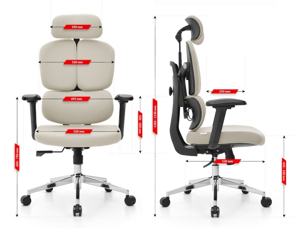 Fotel biurowy ergonomiczny obrotowy Hell's Chair HC- 1053 Beige Beżowy Tkanina