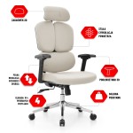 Fotel biurowy ergonomiczny obrotowy Hell's Chair HC- 1053 Beige Beżowy Tkanina