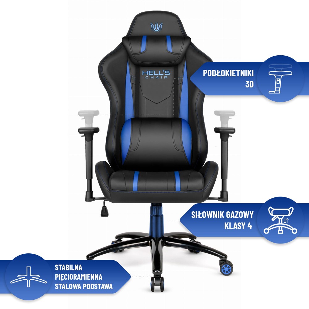 Fotel gamingowy Hell's Chair HC- 1013 Black Blue Czarny Niebieski
