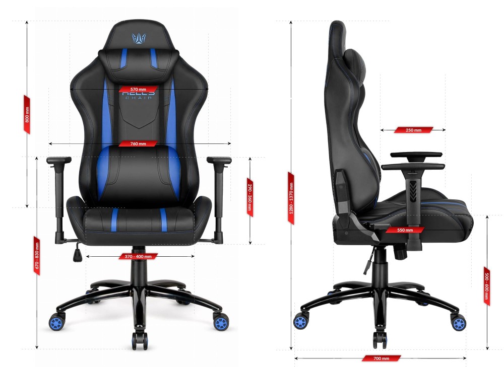 Fotel gamingowy Hell's Chair HC- 1013 Black Blue Czarny Niebieski