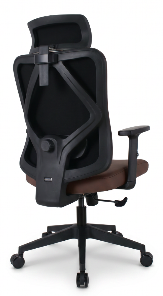 Fotel biurowy ergonomiczny obrotowy Hell's Chair HC- 1041 Brązowy Ekoskóra silikonowa Premium