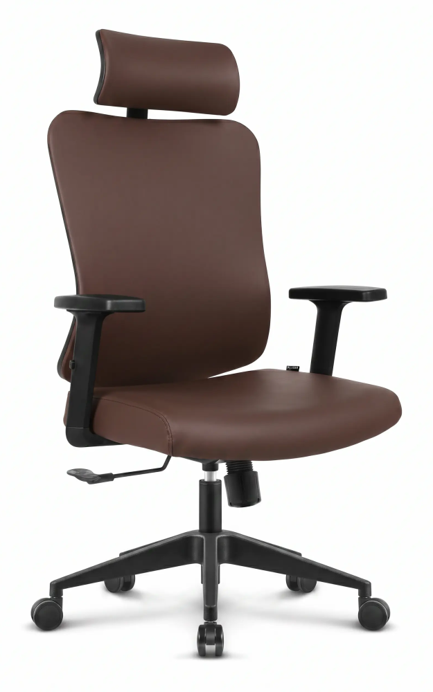 Fotel biurowy ergonomiczny obrotowy Hell's Chair HC- 1041 Brązowy Ekoskóra silikonowa Premium