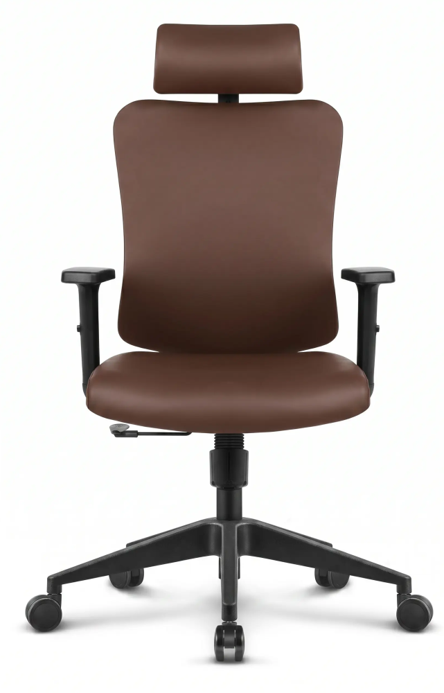 Fotel biurowy ergonomiczny obrotowy Hell's Chair HC- 1041 Brązowy Ekoskóra silikonowa Premium