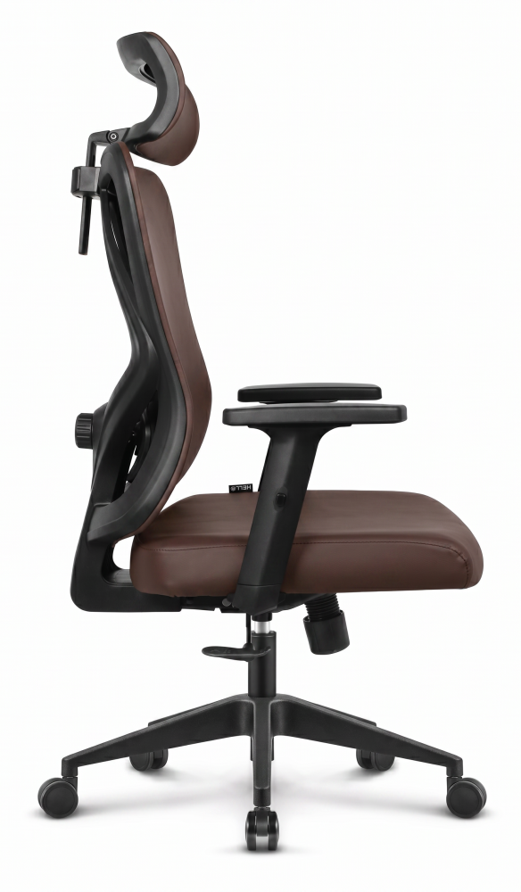Fotel biurowy ergonomiczny obrotowy Hell's Chair HC- 1041 Brązowy Ekoskóra silikonowa Premium