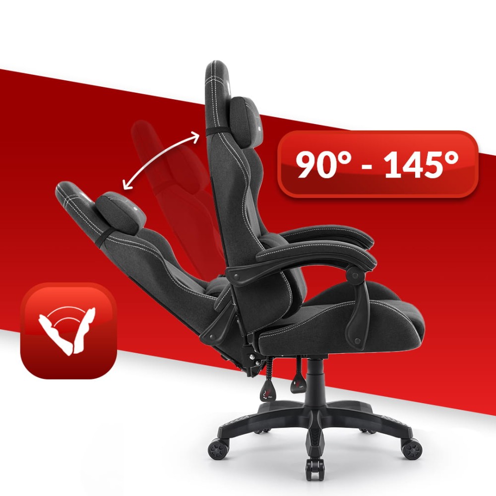 Fotel gamingowy Hell's Chair HC- 1014 Czarny Biały Tkanina