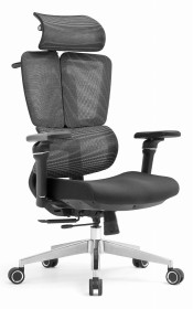 Outletowy Fotel biurowy ergonomiczny obrotowy ERGONOBLE 3058 Black Czarny Tkanina
