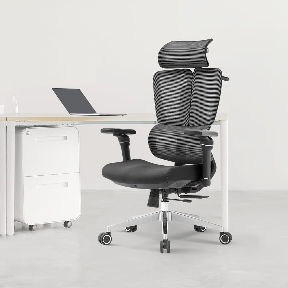 Fotel biurowy ergonomiczny obrotowy ERGONOBLE 3058 Black Czarny Tkanina