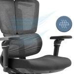 Fotel biurowy ergonomiczny obrotowy ERGONOBLE 3058 Black Czarny Tkanina