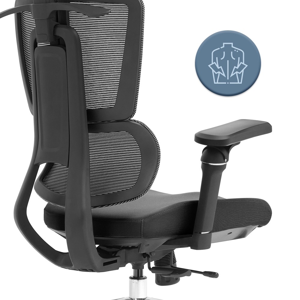 Fotel biurowy ergonomiczny obrotowy ERGONOBLE 3058 Black Czarny Tkanina
